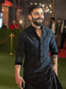 Fashionable Embroidered Black Wedding Kurta