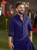 Fashionable Embroidered Blue Wedding Kurta