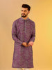 Men Burgandy Printed Kurta