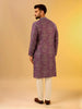 Men Burgandy Printed Kurta
