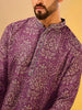 Men Burgandy Printed Kurta