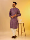Men Burgandy Printed Kurta
