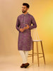Men Burgandy Printed Kurta