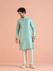 Men Green Plain Kurta