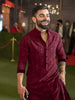 Fashionable Embroidered Red Wedding Kurta