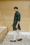 Dragonfly green Embroidery Worked  Wedding Kurta
